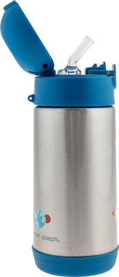 Stephen Joseph Kids Stainless Steel Thermos Water Bottle with Straw Διαστημόπλοιο Blue 350ml