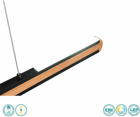 Trio Lighting Deacon Verstellbar Hängelampe Schwarz Schiene 110x6.5x150cm.