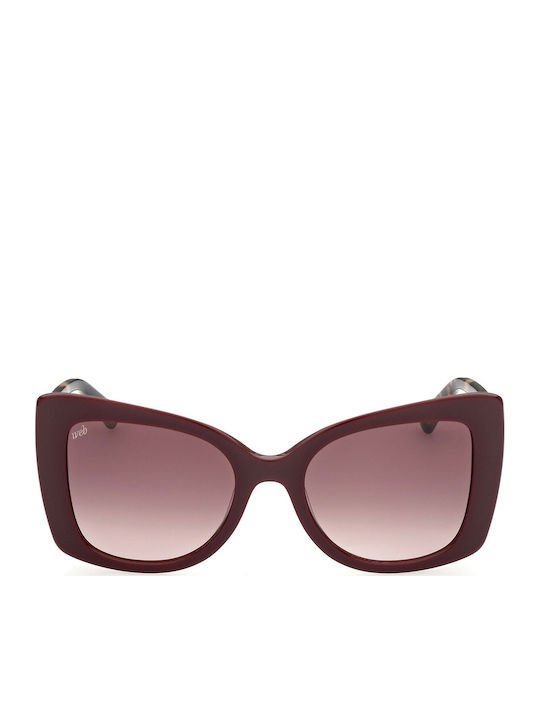 Web Women's Sunglasses with Red Plastic Frame and Burgundy Gradient Lens WE0317S 71K