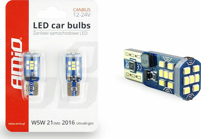 AMiO Λάμπες Αυτοκινήτου T10 / W5W Canbus LED 12-24V 2τμχ /AM