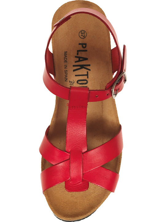 Women's Leather Platform Shoes Red