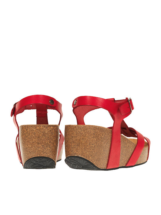 Women's Leather Platform Shoes Red