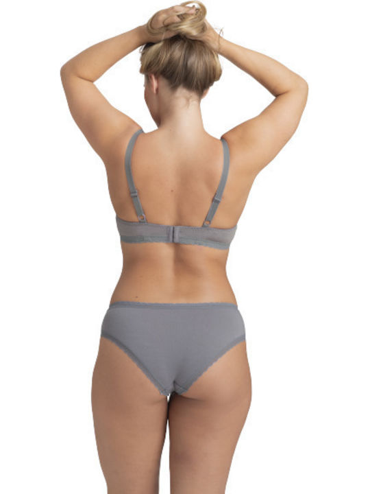 Grey/White Σουτιέν χωρίς Ενίσχυση με Μπανέλες 2Pack