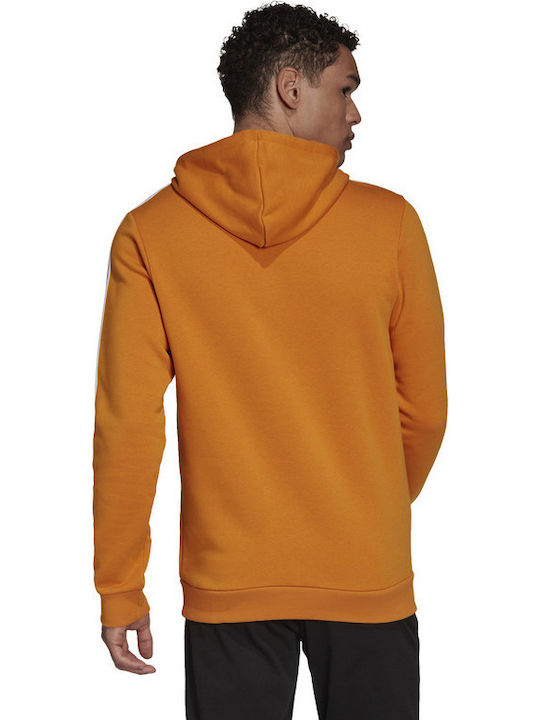 Adidas 3 Stripes Men's Sweatshirt with Hood & Pockets Orange