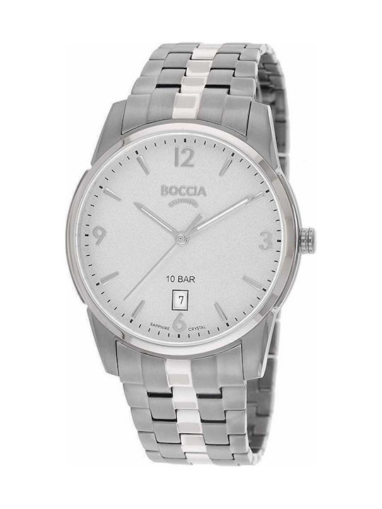 Boccia Uhr Batterie mit Silber Metallarmband