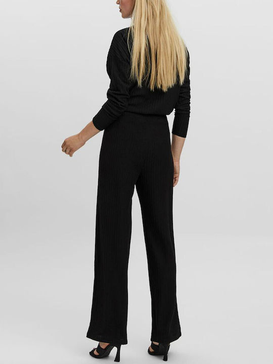 Vero Moda Γυναικεία Ψηλόμεση Υφασμάτινη Παντελόνα σε Μαύρο Χρώμα