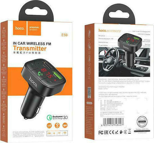 Hoco FM предавател за кола E59 с Bluetooth / USB 3.1A