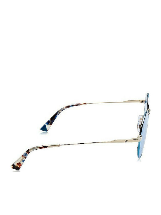 Web Women's Sunglasses with Blue Metal Frame and Light Blue Lens WE0254 32V