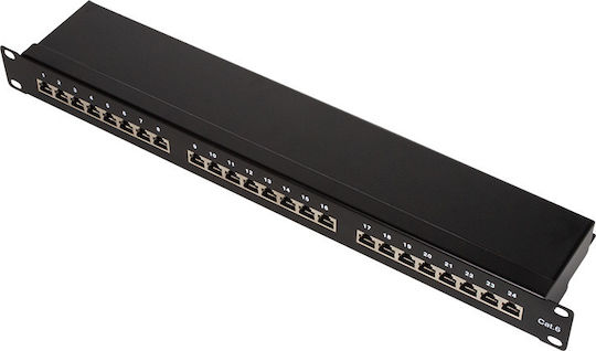 LogiLink Patch Panel Shielded για Rack 1U 19" 24 Θυρών cat6 Μαύρο
