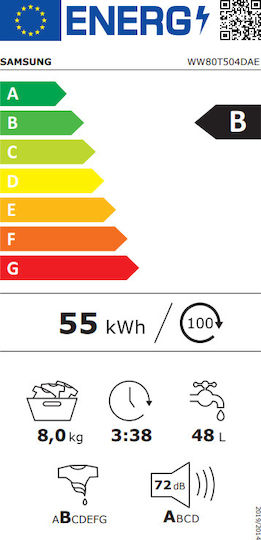 Samsung Пералня 8кг с Парна Технология 1400 Оборота Ecobubble WW80T504DAE/S7