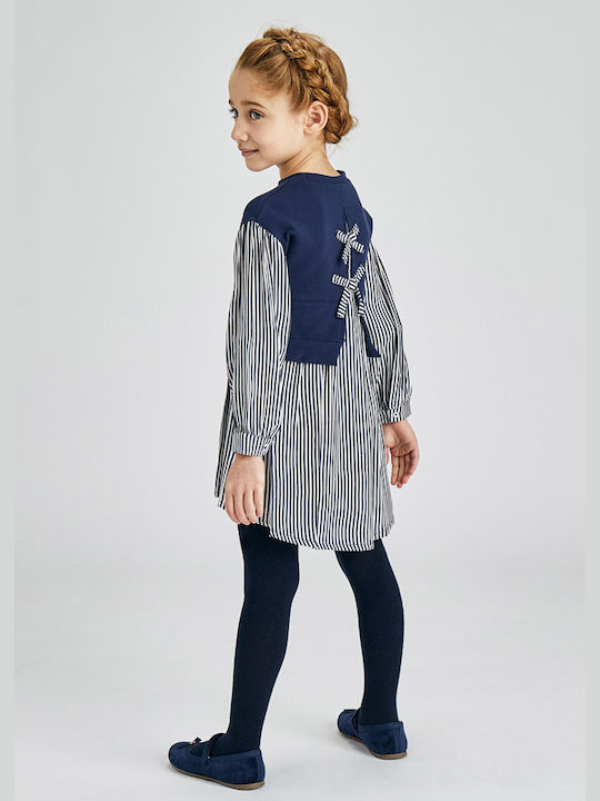 Mayoral Kids Dress Striped Long Sleeve Blue