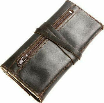 Kouros Тютюнева Кутия От Изкуствена Кожа Кафява С Кабел 15.5x8см