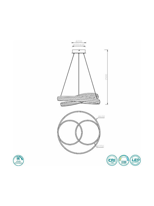 Trio Lighting Yara Adjustable Pendant Light Black 60cm
