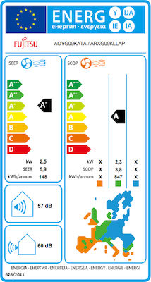 Fujitsu ARXG09KLLAP / AOYG09KATA Επαγγελματικό Κλιματιστικό Inverter Καναλάτο 8500 BTU με Ψυκτικό Υγρό R32
