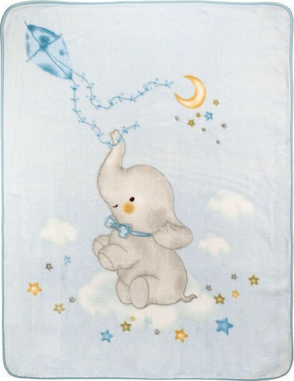 Interbaby Decke Kinderbett Rachel Elefante Vlies Hellblau 110x140cm
