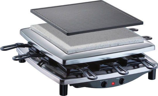 Steba RC 3 plus chrom Tischplatte Elektrogrill Raclette Geriffelte Platte 1450W mit einstellbarem Thermostat 26cmx26cmcm