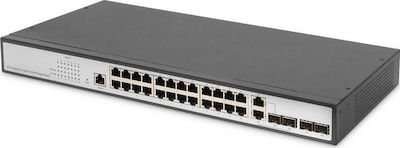 Digitus DN-80221-3 Verwaltet L2 Power over Ethernet Switch mit 24 Ports Gigabit (1Gbps) Ethernet und 2 SFP Ports