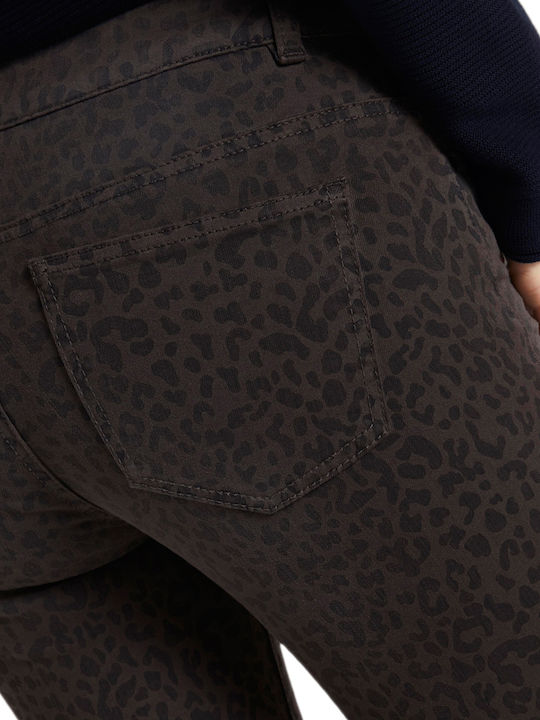 Alexa Women's Jean Trousers in Slim Fit Dark Grey Leopard Design