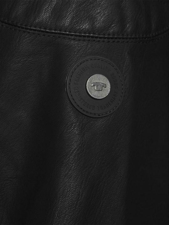 Faux Leather Jacket Biker Black