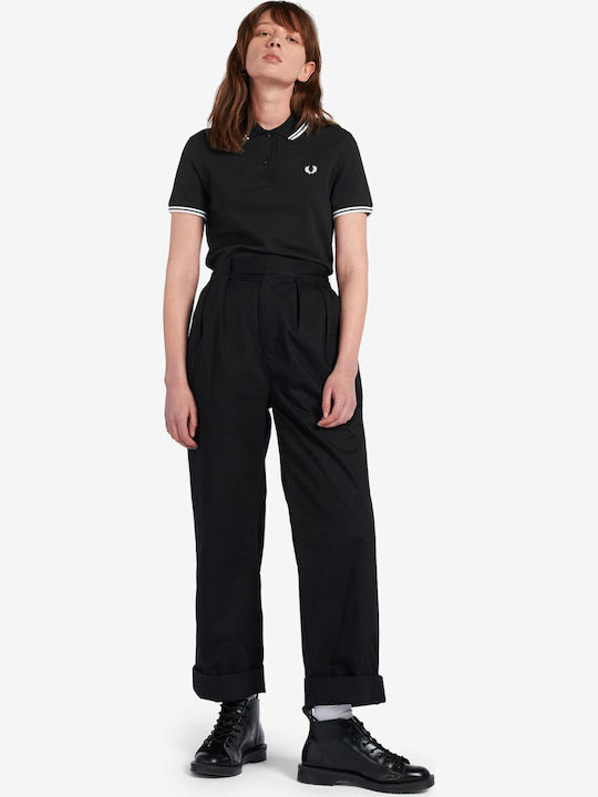 Women's Polo Blouse Short Sleeve Black