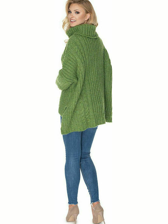 PeeKaBoo 30066 Women's Long Sleeve Sweater Woolen Turtleneck Green 135313