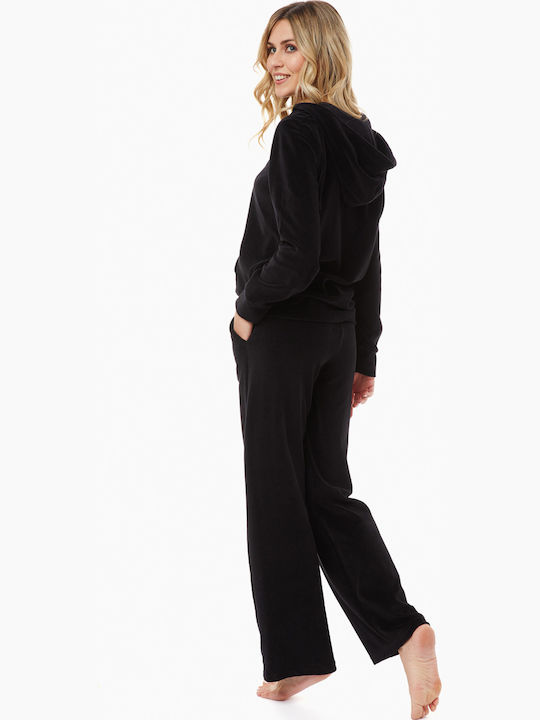 Minerva Winter Women's Cotton Pyjama Jacket Black