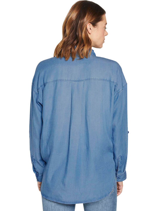 Tom Tailor Women's Denim Long Sleeve Shirt Blue