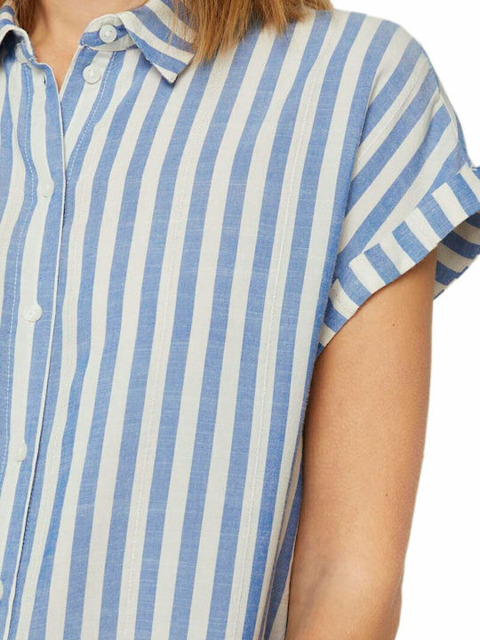 Women's Striped Short Sleeve Shirt Blue
