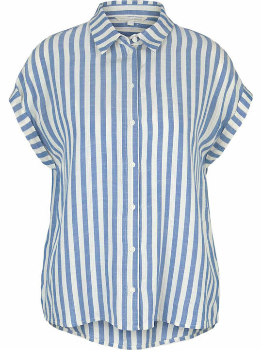 Women's Striped Short Sleeve Shirt Blue