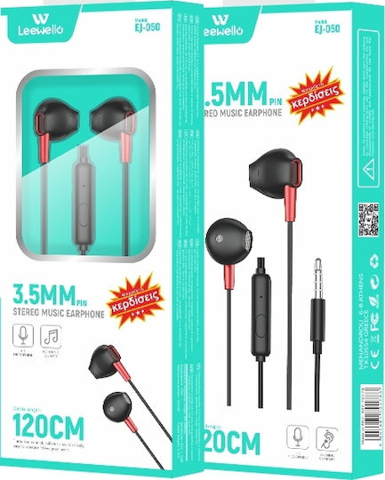 Leewello EJ-050 In-ear Handsfree με Βύσμα 3.5mm Μαύρο