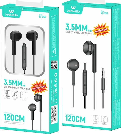 Leewello EJ-055 Earbuds Handsfree με Βύσμα 3.5mm Μαύρο