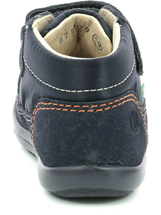 Lederne Kinderstiefeletten mit Klettverschluss Marineblau