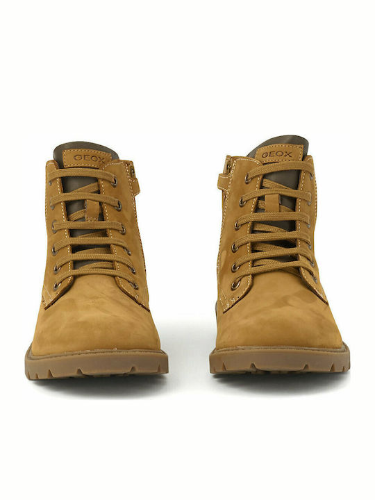 Shaylax Leather Kids Snow Boots with Zipper Yellow