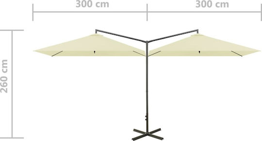 Square Metal Sand-Coloured Parasol 6x2.9m