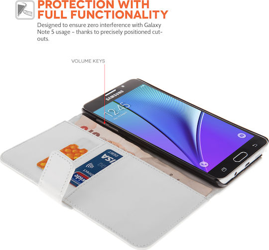YouSave Accessories Wallet Δερματίνης Λευκό (Galaxy Note 5)