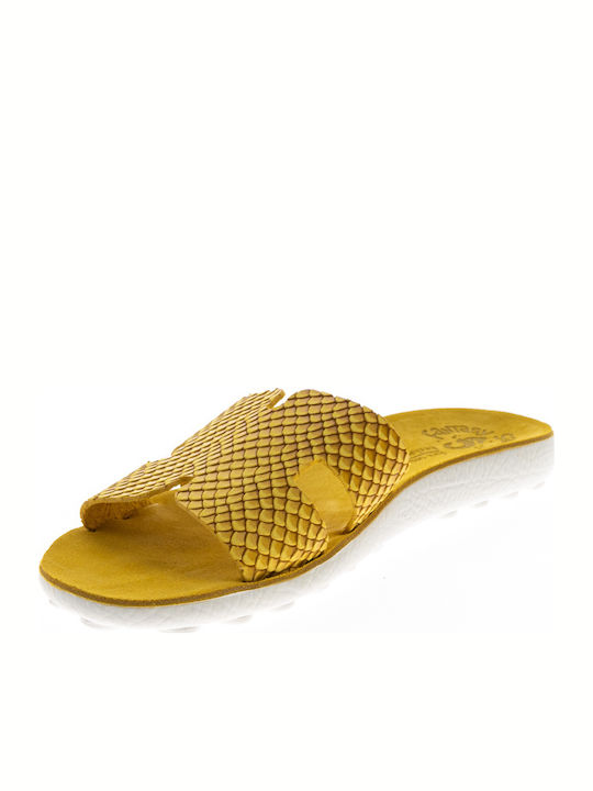 Δερμάτινα Γυναικεία Ανατομικά Σανδάλια Yellow Cobra