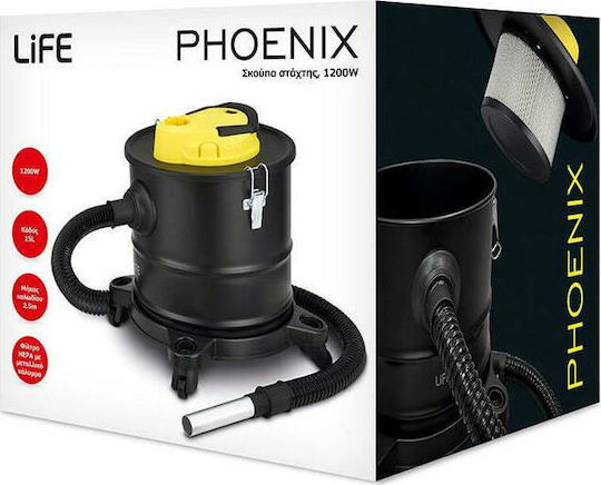 Life Phoenix Ash Vacuum 1000W with 15lt Waste Container