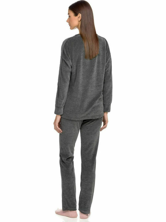 Vamp Winter Damen Pyjama-Set Baumwolle Gray