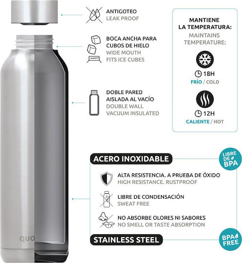 Quokka Steel Solid Sticlă Termos Oțel inoxidabil Fără BPA 630ml Auriu cu Mustiuc