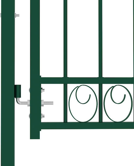 vidaXL Fence Gate With Arched Top Green Steel Metal Fence Gate with Spears in Green Color 1.0x1.0m