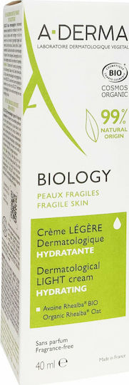 A-Derma Biology Dermatological Light Cream Hydrating Biology Light 24ωρη Ενυδατική Κρέμα Προσώπου με Aloe Vera 40ml