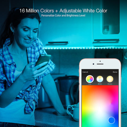 BlitzWolf Inteligent Bandă LED Wi-Fi 12V RGBW Lumină 5m cu Sursă de alimentare & Controler WiFi