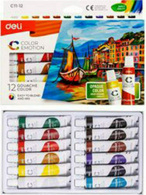 Deli Emotion Tempera Colour Paint Tube 12ml Multicolour 24pcs