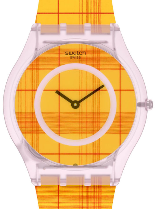 Swatch Fire Madras Ανδρικό Ρολόι 42mm Μπαταρίας με Πορτοκαλί Καουτσούκ Λουράκι