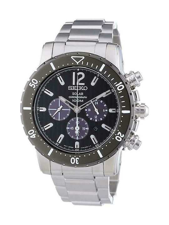 Seiko Ceas Cronograf Solar cu Argint Brățară metalică