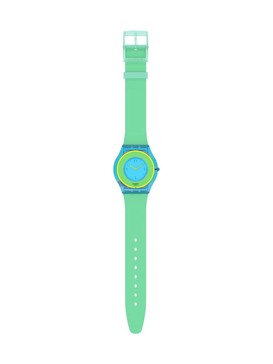 Swatch Hara Green Γυναικείο Ρολόι 34mm Μπαταρίας με Πράσινο Καουτσούκ Λουράκι