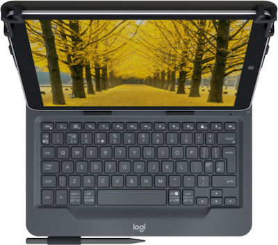 Logitech Universal Folio Synthetic Leather Flip Cover with Keyboard Gray (Universal 9-10.1")