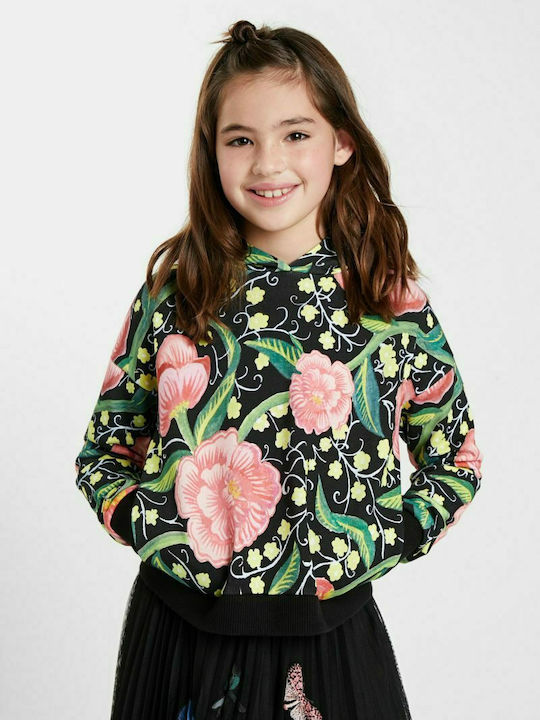 Fleece Επένδυση Παιδικό Φούτερ με Κουκούλα και Τσέπες Πολύχρωμο