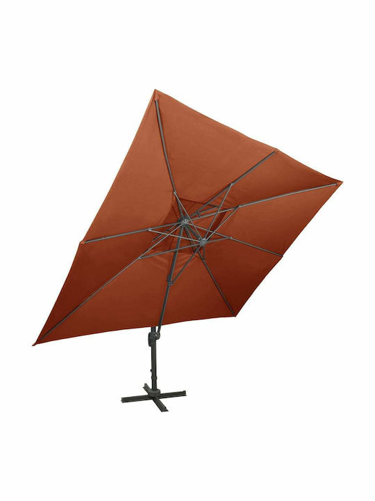 Umbrelă Suspendată Pătrată Din Aluminiu Teracotă 4x3m