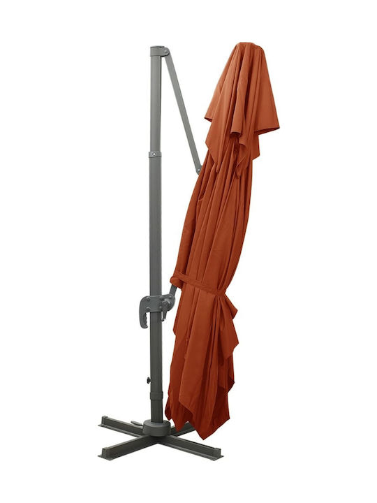 Umbrelă Suspendată Pătrată Din Aluminiu Teracotă 4x3m